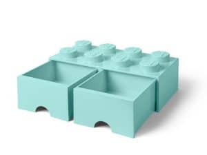 brique bleu clair aqua de rangement lego 5006182 a tiroir et a 8 tenons